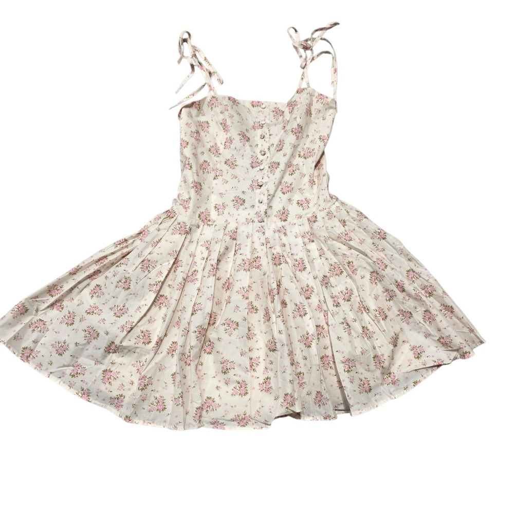 Lulus Floral Print Button Front Corset Tie Back Mini Dress M NWOT